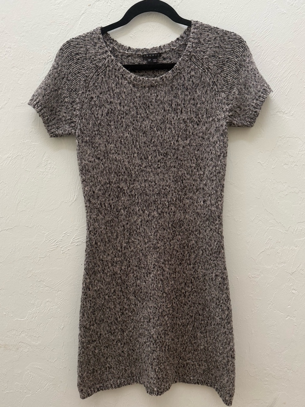 Theory Gray Marled Short-Sleeve Knit Dress